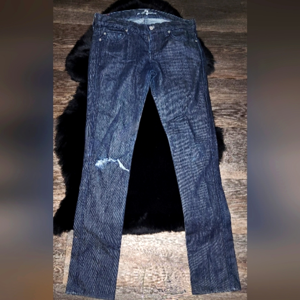 7 For All Mankind indigo wash distressed bootcut Jeans Size 28